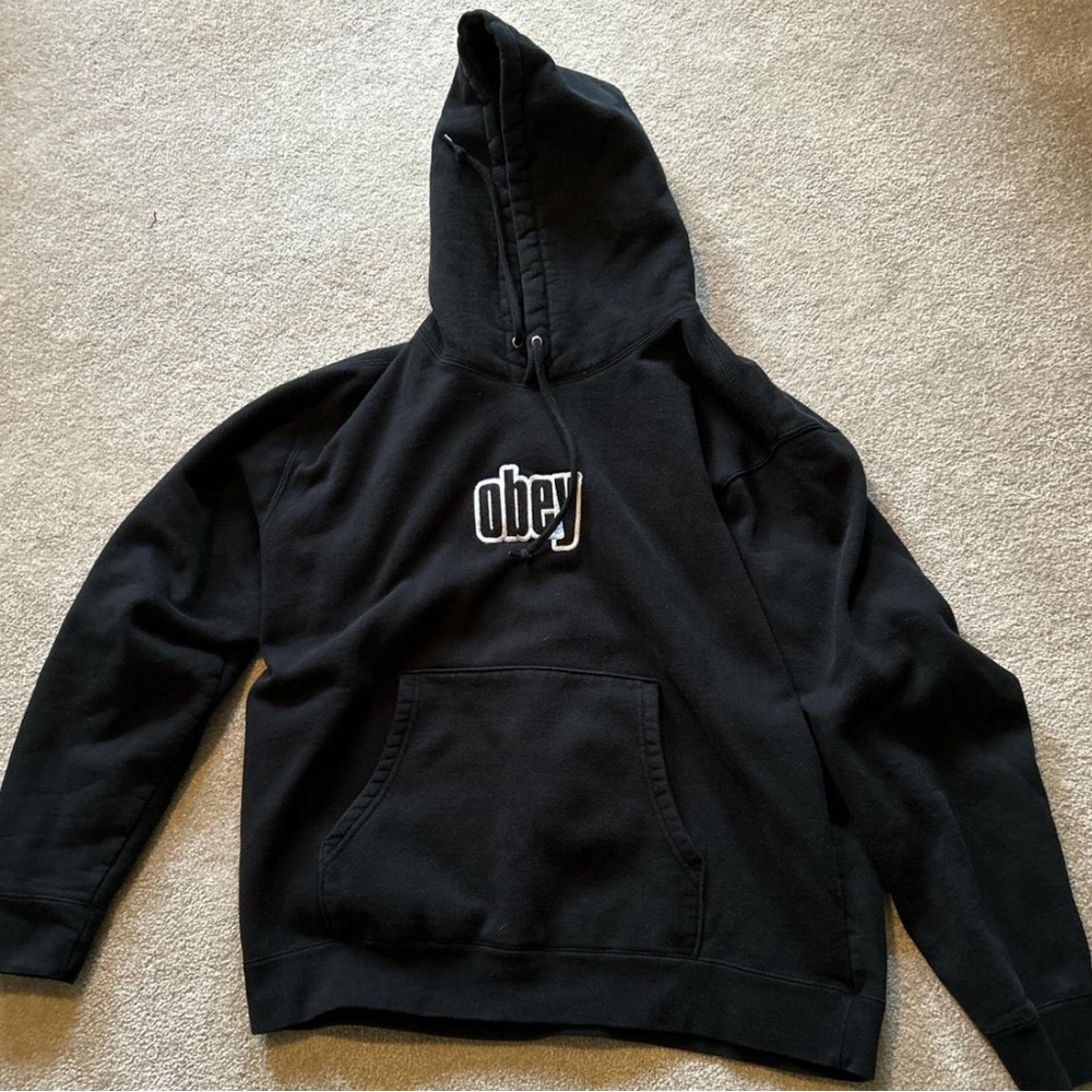 Obey hoodie vintage black hoodie size L open to any offers